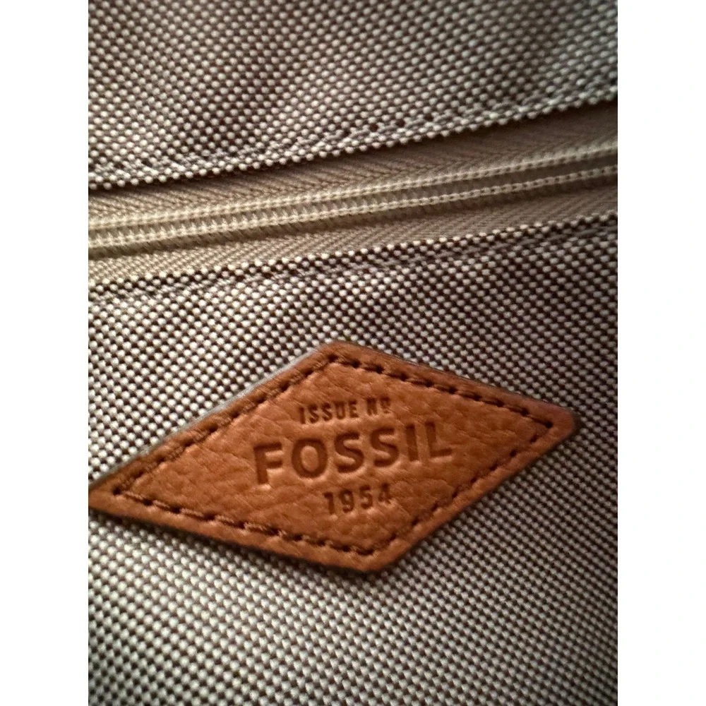 Fossil Maya Hobo Bag Striped Canvas Leather Shoulder Crossbody Tan Blue ZB7230 - Picture 8 of 10